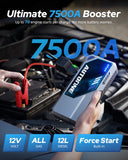 Autoone AUTOONE M4 Jump Starter 7500A Car Jumper Starter Portable, 12V Battery Jump Starter (All Gas/12L Diesel) Jump Box for Car Battery with Built-in Booster, Storage Case, LED Light, Jumper Cables
