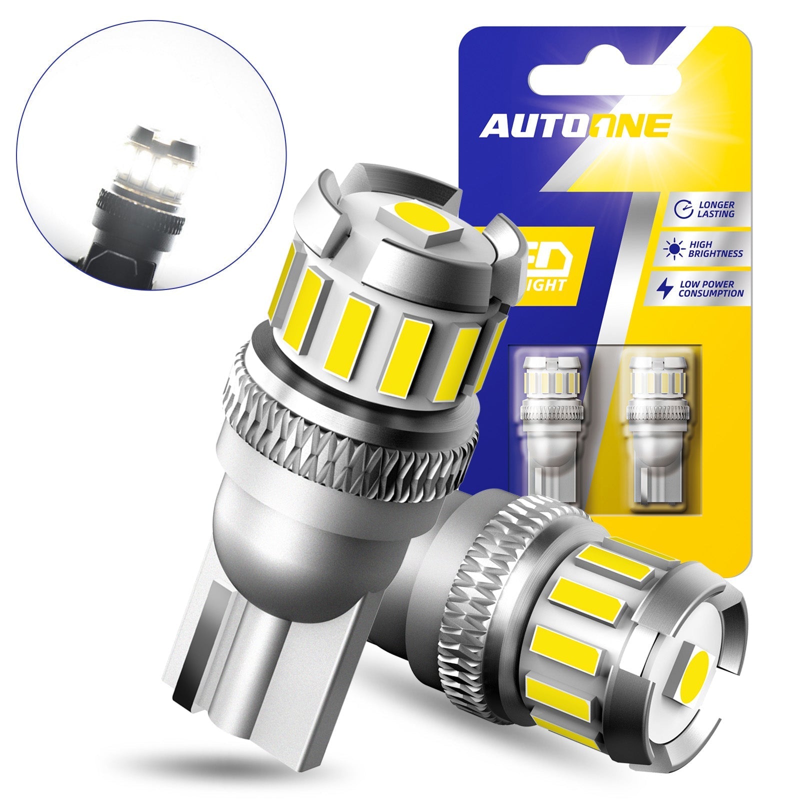 autoone.top 194 T10 168 2825 W5W LED 6500K White License Plate Light Bulb 2 Pcs, 2 Pcs