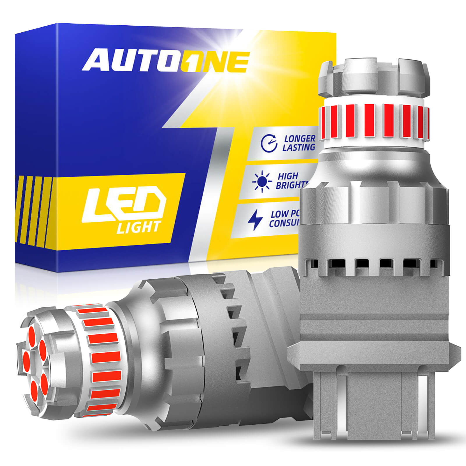 Autoone Headlight Bulb 3157 LED Strobe Brake Super Bright Tail Light Bulbs 6500K Red 2 PCS