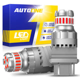 Autoone Headlight Bulb 3157 LED Strobe Brake Super Bright Tail Light Bulbs 6500K Red 2 PCS