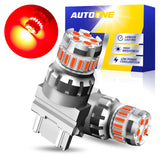 Autoone Headlight Bulb 3157 LED Strobe Brake Super Bright Tail Light Bulbs 6500K Red 2 PCS