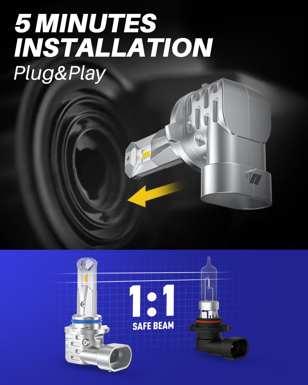 Autoone Headlight Bulb H10 9145 Fog Light DRL Bulbs 3000K Amber Yellow Light 2 PCS