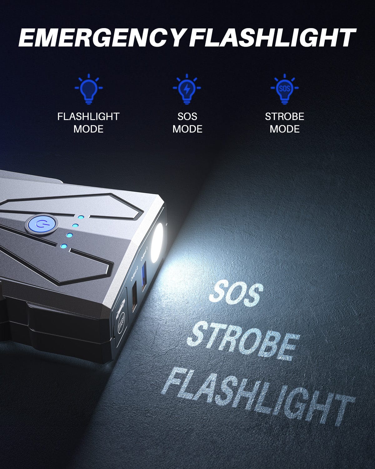 Autoone Lighting Assemblies 2024 AUTOONE 4500A Peak Current Car Battery Jump Starter