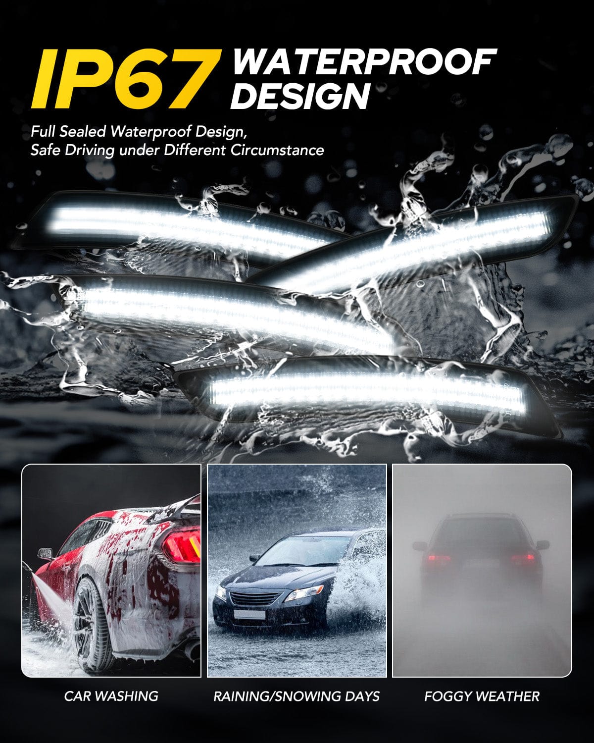 Autoone Lighting Assemblies AUTOONE LED Side Marker Lights Compatible With Chevrolet Camaro 2016-2023, Front & Rear Fender Smoked Lens White Light Side Markers, 4PCS