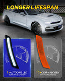 Autoone Lighting Assemblies AUTOONE LED Side Marker Lights Compatible With Chevrolet Camaro 2016-2023, Front & Rear Fender Smoked Lens White Light Side Markers, 4PCS