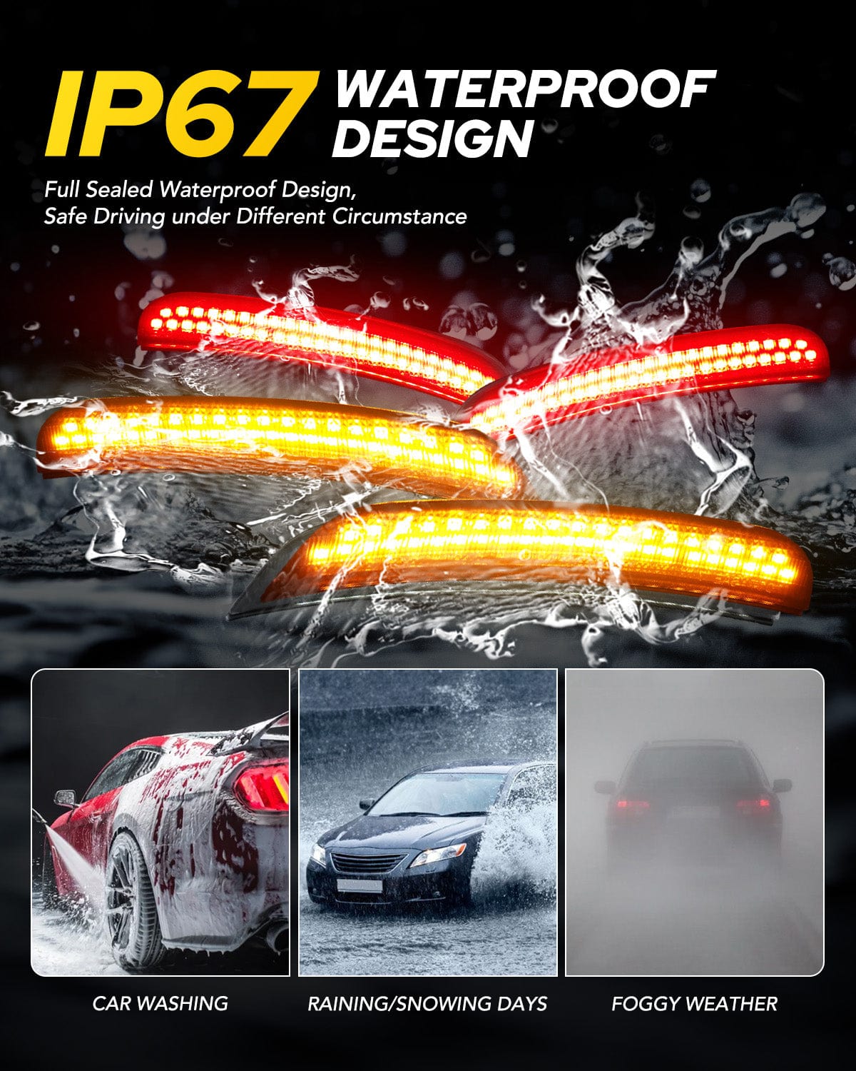 Autoone Lighting Assemblies AUTOONE LED Side Marker Lights Compatible with Dodge Charger 2015-2023, Front & Rear Fender Side Markers, Smoked Lens