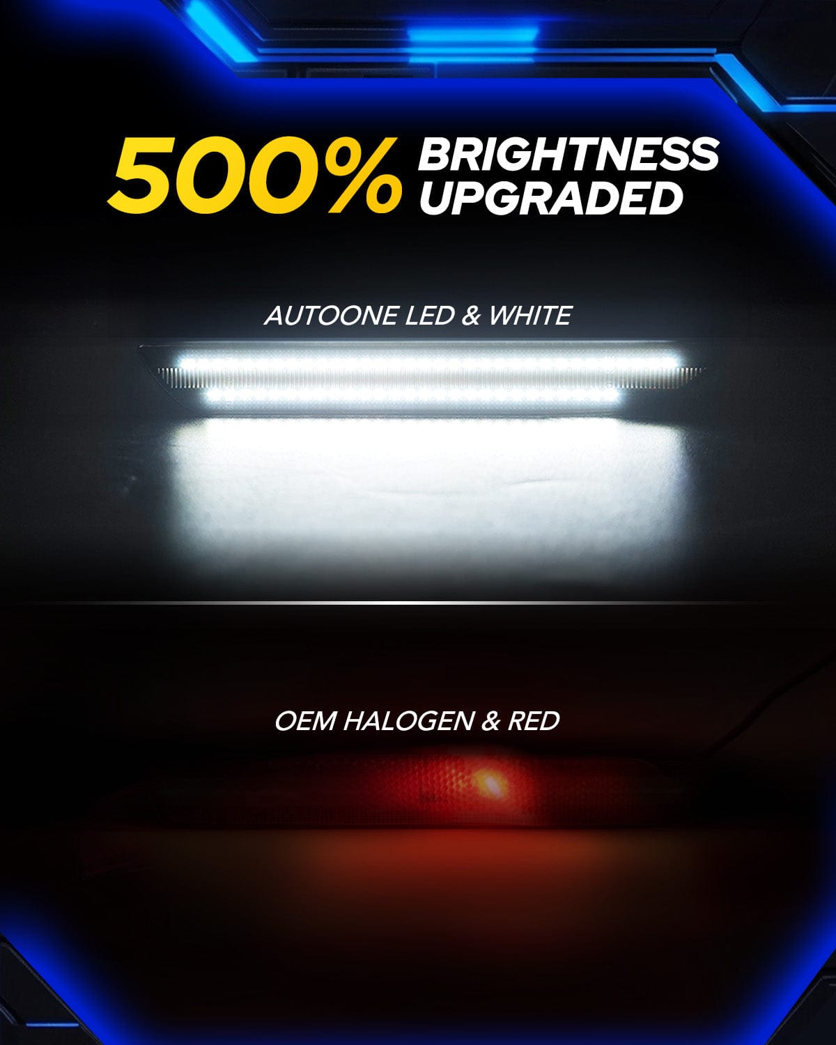 Autoone Lighting Assemblies AUTOONE LED Side Marker Lights Compatible With Ford Mustang 2015-2023, White Light Smoked Lens Rear Fender Side Markers, 2pcs