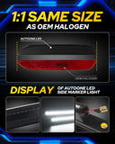 Autoone Lighting Assemblies AUTOONE LED Side Marker Lights Compatible With Ford Mustang 2015-2023, White Light Smoked Lens Rear Fender Side Markers, 2pcs