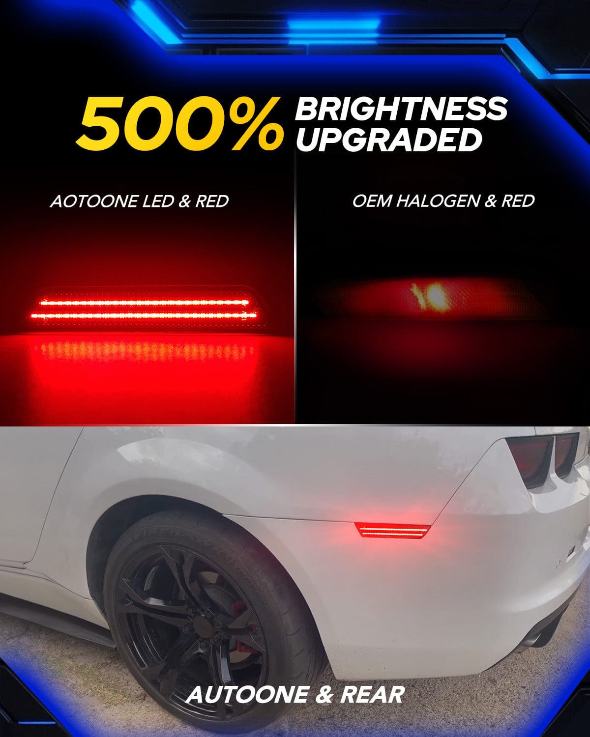 Autoone Lighting Assemblies AUTOONE LED Side Marker Lights Red & Yellow Compatible With 5th Gen Chevy Camaro 2010-2015, Turn Signal Amber & Brake Light Red