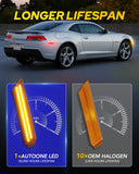 Autoone Lighting Assemblies AUTOONE LED Side Marker Lights Red & Yellow Compatible With 5th Gen Chevy Camaro 2010-2015, Turn Signal Amber & Brake Light Red