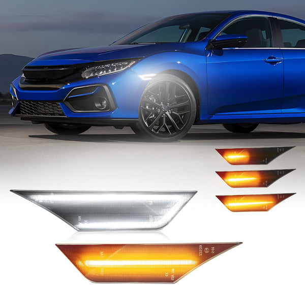 HERCOO LED Side Marker Lights - Switchback White/Amber For Honda Civic 2016-2021