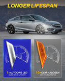 Autoone Lighting Assemblies AUTOONE Switchback LED Side Marker Lights Compatible With 10th Gen Honda Civic 2016-2021, Amber Yellow Turn Signals & White DRL