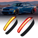 Autoone Lighting Assemblies Red & Yellow (4pcs) AUTOONE LED Side Marker Lights Compatible with Dodge Charger 2015-2023, Front & Rear Fender Side Markers, Smoked Lens