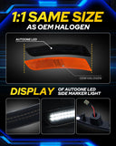 Autoone AUTOONE LED Side Marker Lights White Compatible With Chevrolet Camaro 2016-2023, Front & Rear Fender Side Markers, Smoked Lens Driver & Passenger Side Bumper Lights, 4PCS