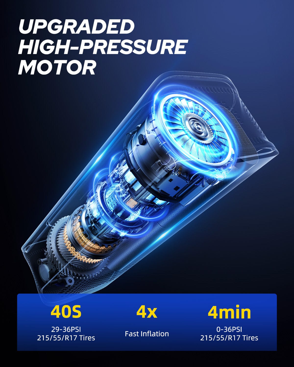Autoone AUTOONE Tire Inflator Portable Air Compressor - 4X Faster 150PSI Cordless Air Pump with Digital Tire Pressure Gauge, 12V Car Power Adapter - for Car, Motorcycle, Bike, Ball and More