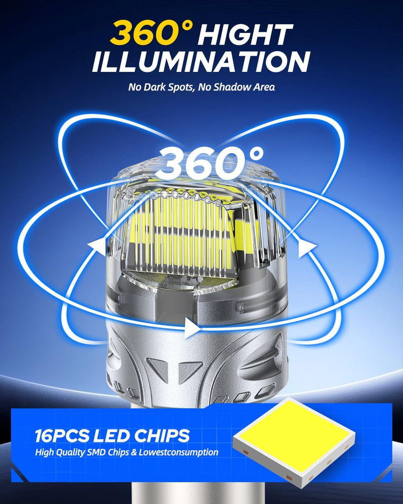 AUTOONE Upgraded 3157 LED Bulb White, 500% Super Bright & 6000K, 3156