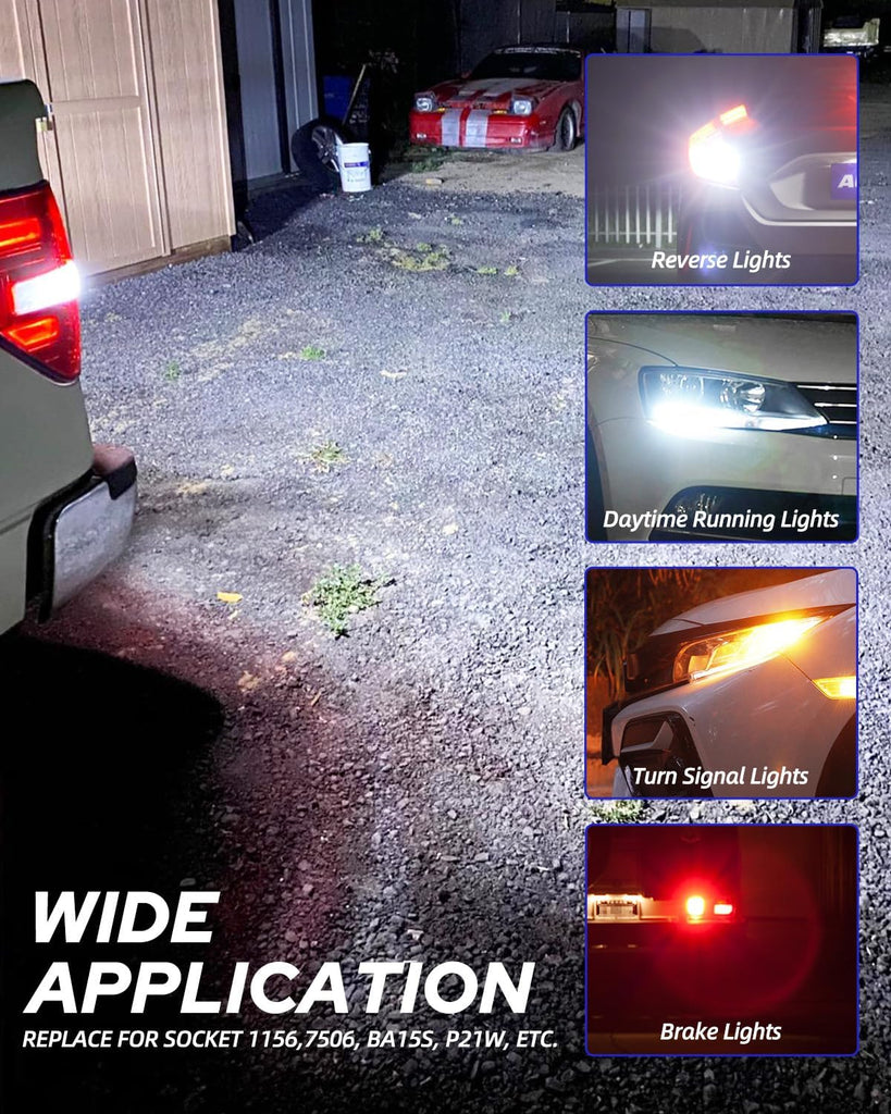 AUTOONE White 1156 LED Light Bulbs, 700% Super Bright & 6500K White 75