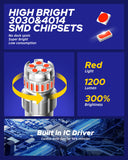 Autoone Headlight Bulb 1156 LED Reverse Light Bulb 6500K Red 2PCS