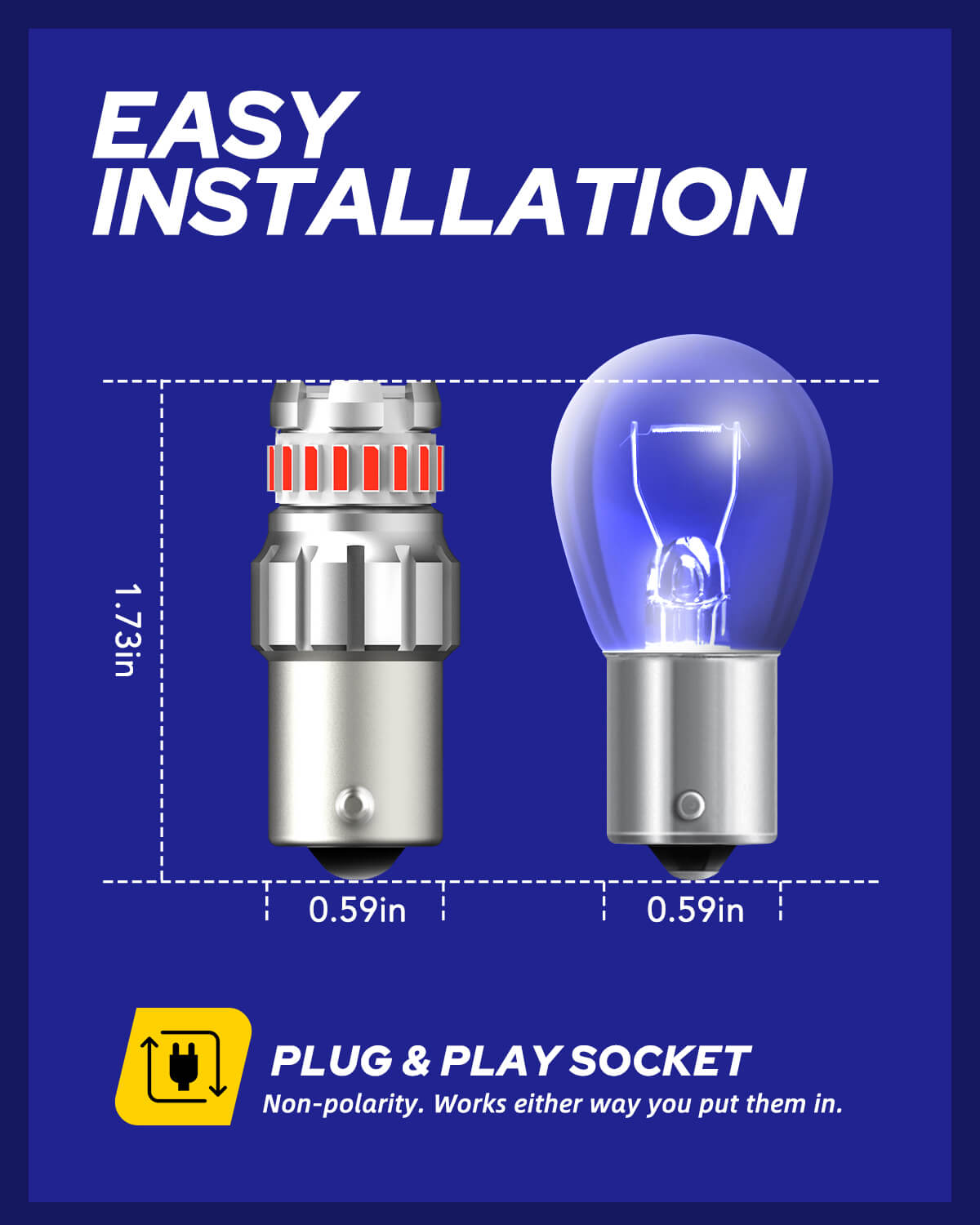 Autoone Headlight Bulb 1156 LED Reverse Light Bulb 6500K Red 2PCS