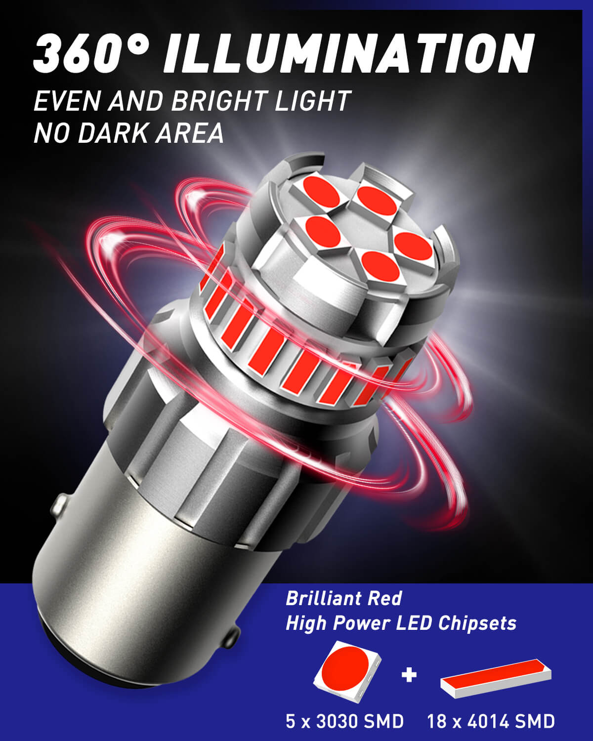 Autoone Headlight Bulb 1157 LED Brake/Tail Light Bulb 6500K Red 2 PCS