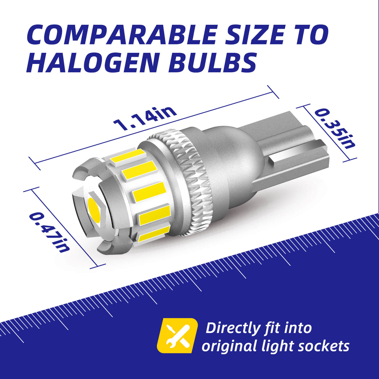 Autoone Headlight Bulb 194 T10 168 2825 W5W LED 6500K White License Plate Light Bulb  2 PCS