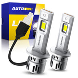 Autoone Headlight Bulb 20000LM H1 Light Bulbs with Turbofan, 6500K White, 1:1 Mini Size No Adapter Required, Non-Polarity Canbus Ready