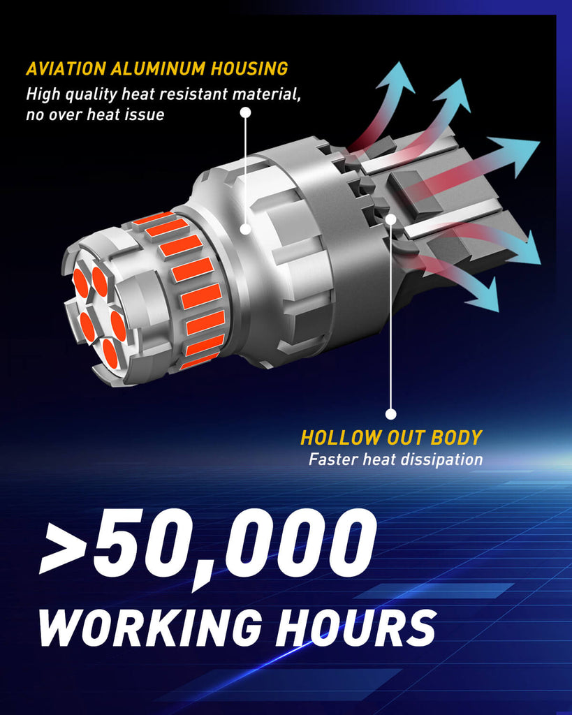 7443 LED Brake Light Bulb Flashing Strobe Blinking 6000K Red 2 PCS