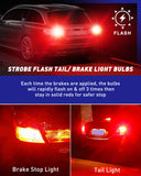 Autoone Headlight Bulb 7443 LED Brake Light Bulb 2800LM Flashing Strobe Blinking 6000K Red 2 PCS