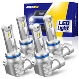 Autoone Headlight Bulb 9005+9006 LED Headlight Bulb*4pcs 9005 HB3+9006 LED Headlight Bulbs 12000LM 6500K White 4 PCS