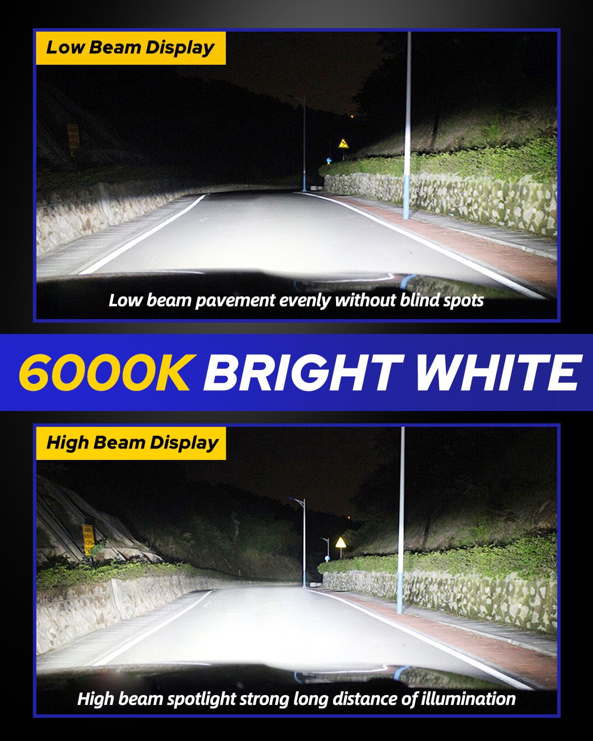 Autoone Headlight Bulb 9005+9006 LED Headlight Bulb*4pcs 9005 HB3+9006 LED Headlight Bulbs 12000LM 6500K White 4 PCS