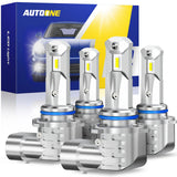 Autoone Headlight Bulb 9005+9006 LED Headlight Bulb*4pcs 9005 HB3+9006 LED Headlight Bulbs 12000LM 6500K White 4 PCS