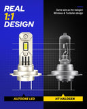 Autoone Headlight Bulb AUTOONE H7 LED Bulb, 800% Brighter, 5 Min Quick Install, 20 Years Lifespan, No Flicker, 99% Compatibility, Pack of 2