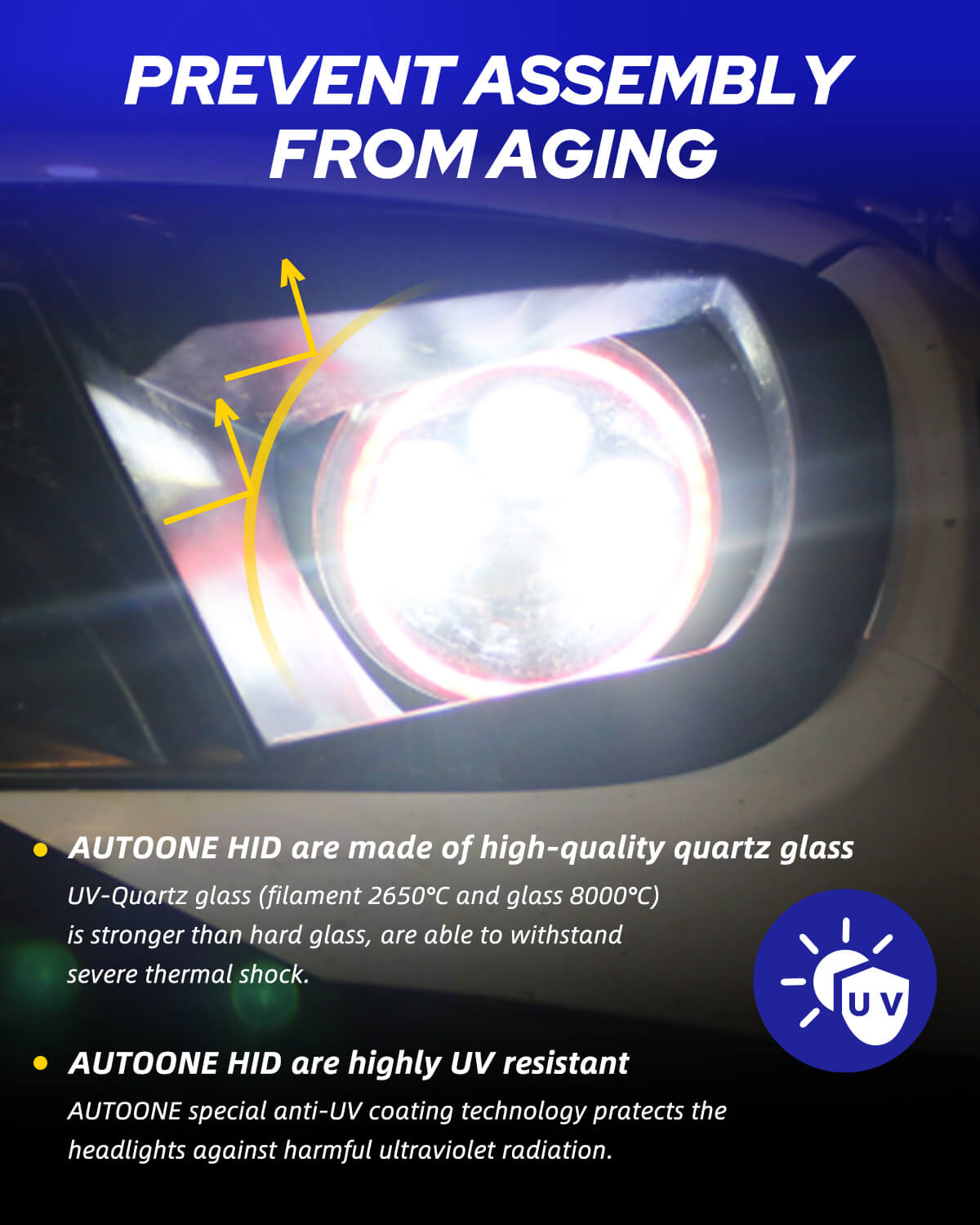 Autoone Headlight Bulb D2S HID Bulbs Original Headlight Replacement 55W 6000K White 2 PCS