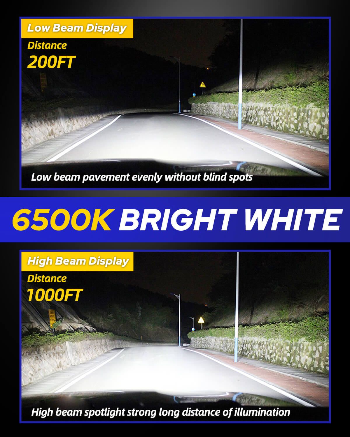 2pcs Super Bright H7 LED Headlight Bulbs - 18000LM 60W 6000K White - Canbus  5530 Chips - For Car, Truck & Motorcycle