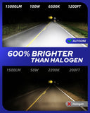 Autoone Headlight Bulb H8 H9 H11 LED Headlight Bulbs 6500K White 100W 22000LM Wireless