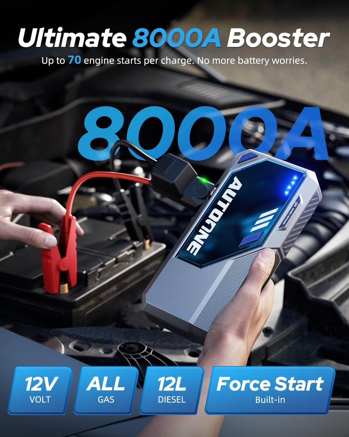 AUTOONE M4 Jump Starter 8000A Car Battery Jumper Starter Portable, 12V Jump Pack (All Gas/12L Diesel) Jump Box for Car Battery with Built-in Booster, AUTOONE M4 Jump Starter 8000A Car Battery Jumper Starter Portable, 12V Jump Pack (All Gas/12L Diesel) Jump Box for Car Battery with Built-in Booster,