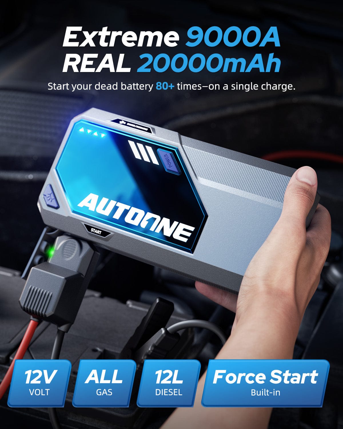 AUTOONE M5 9000A Car Jump Starter 12V Battery Jumper Starter Portable (All Gas/All Diesel) 168W DC Jump Box for Car Battery with Built-in Booster, AUTOONE M5 9000A Car Jump Starter 12V Battery Jumper Starter Portable (All Gas/All Diesel) 168W DC Jump Box for Car Battery with Built-in Booster,