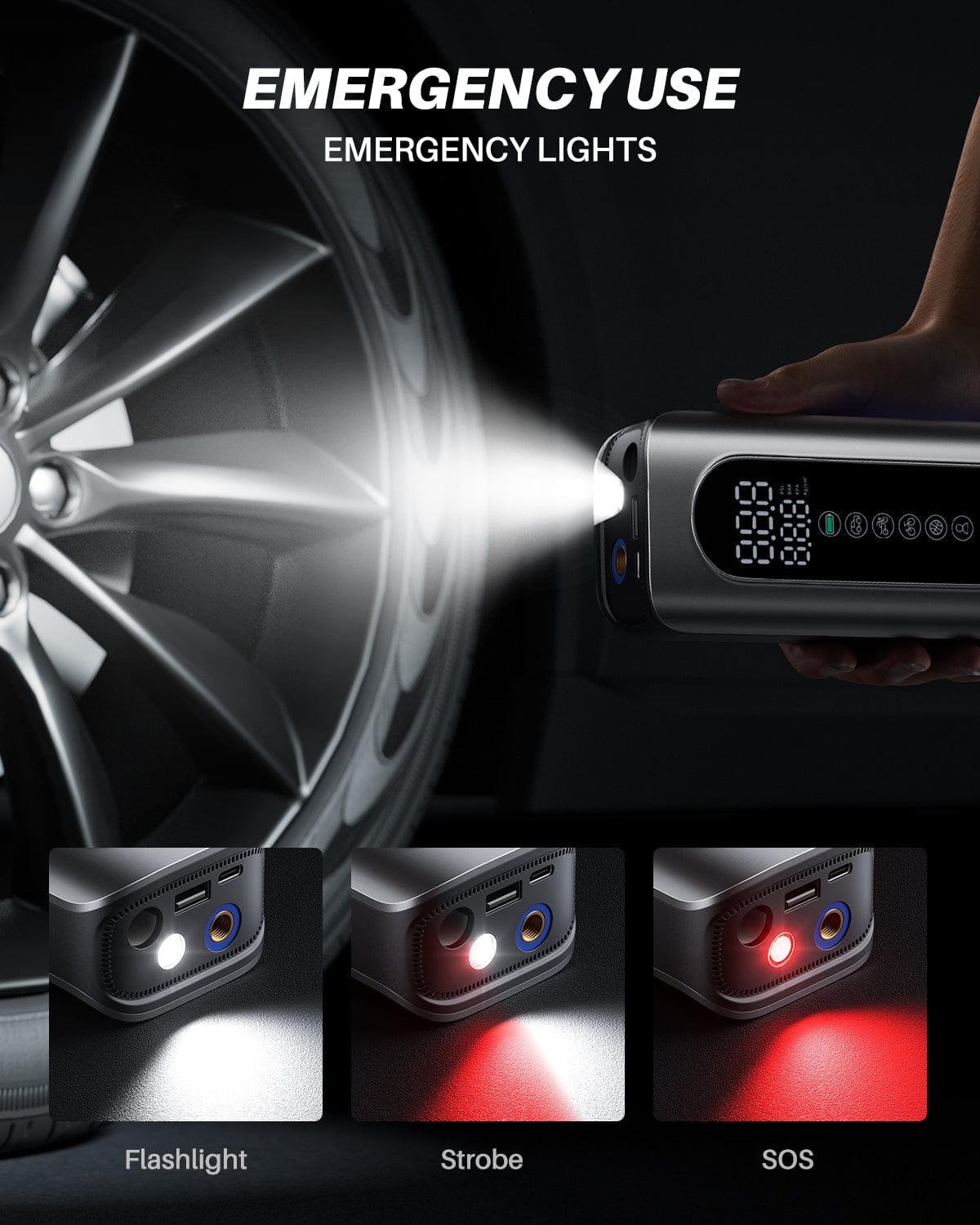 Autoone jump starter AUTOONE Tire Inflator Portable Air Compressor, 150PSI Air Pump for Car Tires with Tire Pressure Gauge, 3X Faster One Click Smart Cordless Tire Air Pump for Car, Motorcycle, Bike, Ball and More