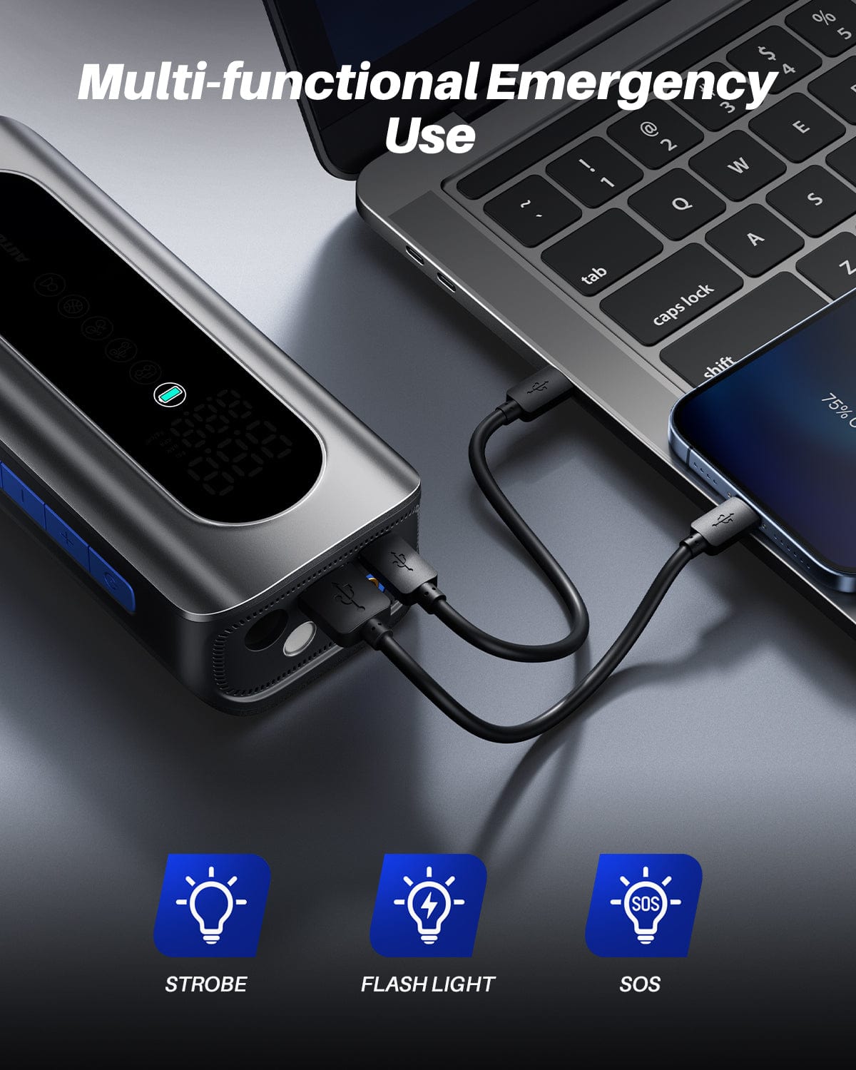 Autoone jump starter AUTOONE Tire Inflator Portable Air Compressor, 150PSI Air Pump for Car Tires with Tire Pressure Gauge, 3X Faster One Click Smart Cordless Tire Air Pump for Car, Motorcycle, Bike, Ball and More