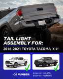 Autoone Lighting Assemblies Black Smoked Tail Lamp Assembly for 2016-2021 Toyota Tacoma Pickup Rear Factory OEM Driver Side & Passenger Side, Without Bulbs