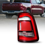 Autoone Lighting Assemblies Full LED Ram Tail Light Assembly for 2019-2022 Ram 1500, Red and Black Lens, Blubs Included